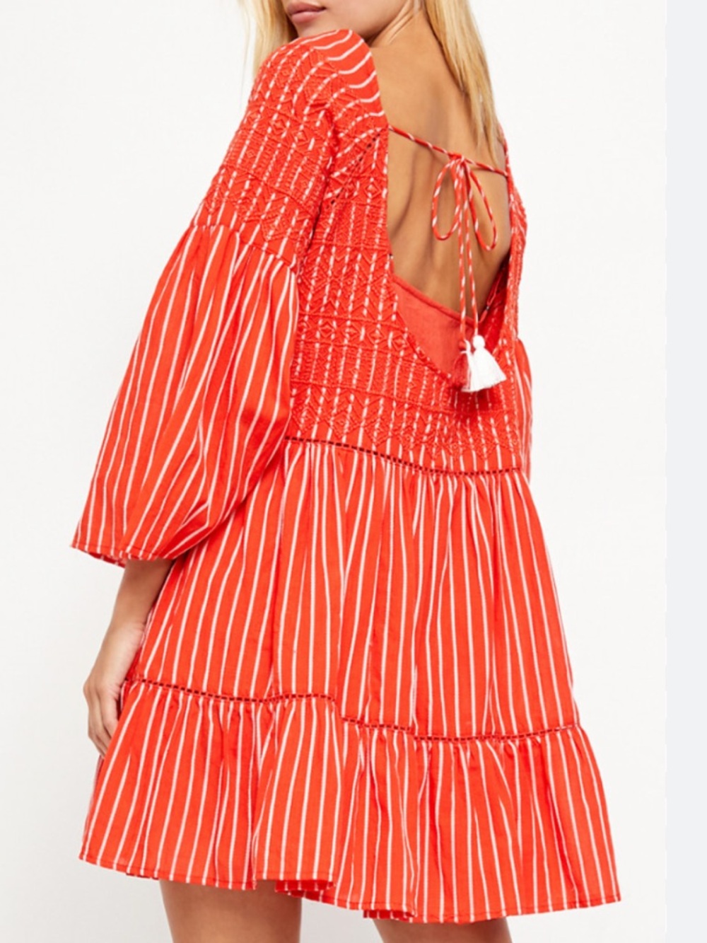 Free People Red & White Striped Peasant Tunic beach cover up